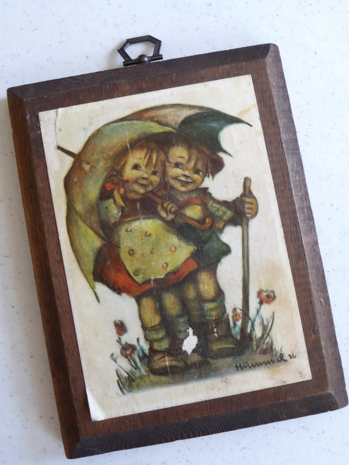 vintage Hummel plaque wall hanging wooden by myvintagedreams