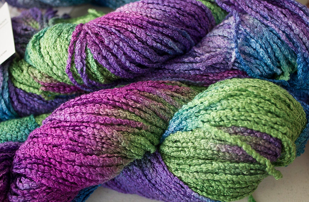 Scribble Hand dyed Rayon Boucle Yarn 150 yds Nepeta