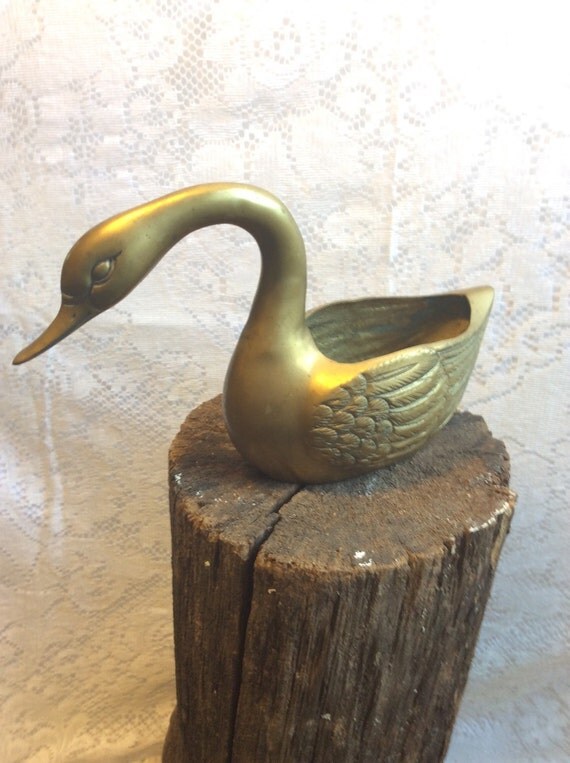 Vintage Brass Goose Planter by MissEVintage on Etsy