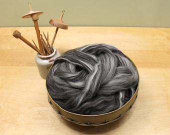 Jacob Wool Top - Humbug - Undyed Roving for Spinning or Felting (8oz)