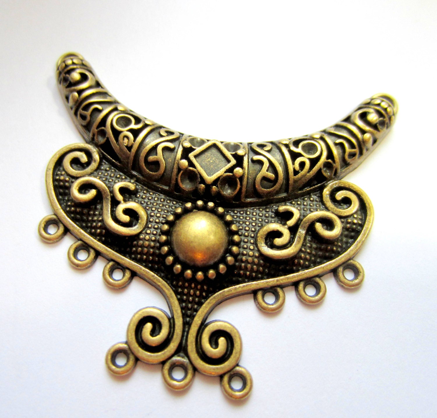 2 Antique bronze Pendant charm gypsy jewelry enhancer LG 64mm