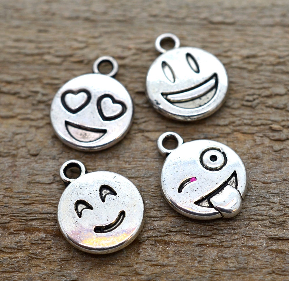 Emoji Charms 12pcs 11mm Smiley Face Text Icons by HempBeadery