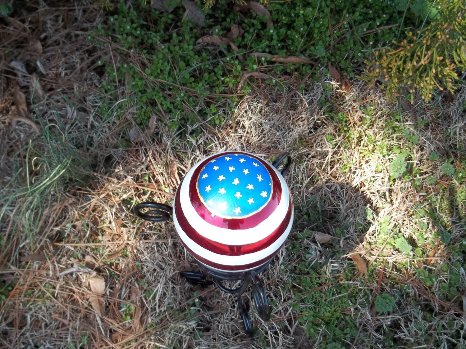 4 Handpainted Patriotic Gazing Ball by HotPinkChocolateShop
