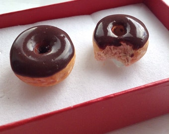 Polymer clay chocolate doughnut cufflinks