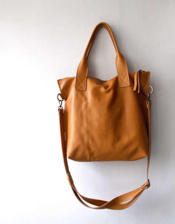 Tan brown leather tote Handbag Cross-body bag Every day