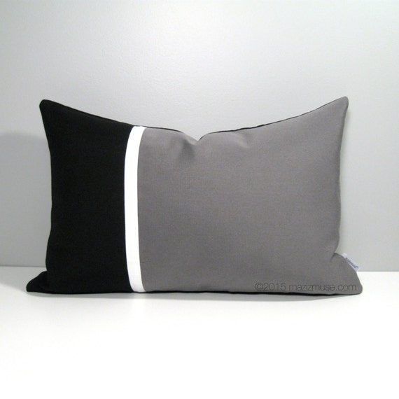 Black & Grey Outdoor Pillow Cover Modern Sunbrella Pillow
