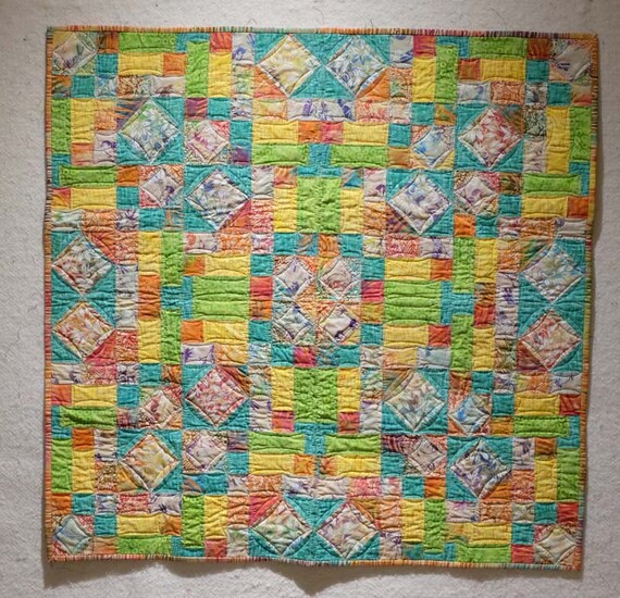 Batik pastel baby quilt wall hanging