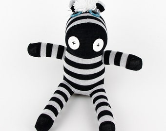 Children Gift Handmade Sock Zebra Stuffed Animal Doll Baby Toys