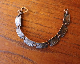 vintage. 60s 70s Thunderbird Navajo Copper Metal Chain Bracelet //