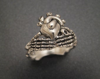 Sterling Skeletal Claddagh Ring