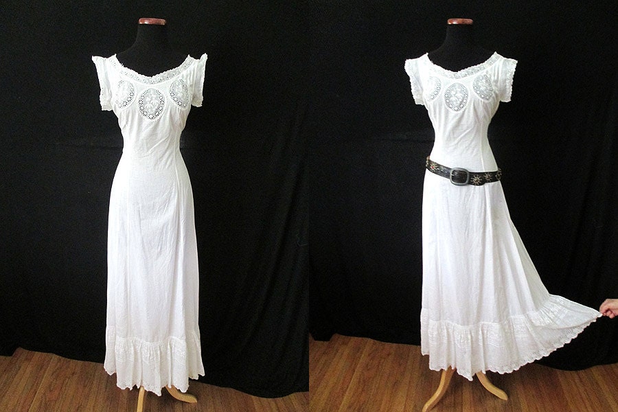 Lovely 1900's Victorian Cotton and Lace Slip/ Dress by wearitagain