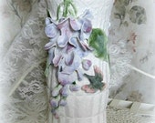 Clay Flower Vase Decor Art Vase White Vase Decorative Vase Wedding Gift Floral Vase Lavender Flower Sculpture Hummingbird Unique Vase Large Clay Flower Vase Decor Art Vase White Vase Decorative Vase Wedding Gift Floral Vase Lavender Flower Sculpture Hummingbird Unique Vase Large