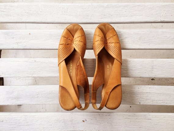 camel slingbacks