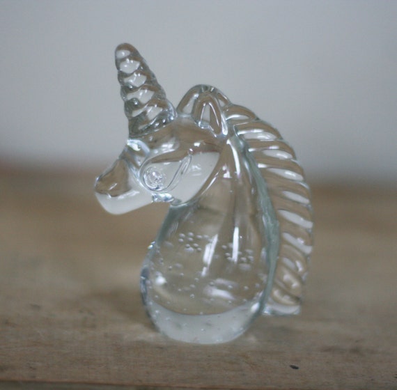 vintage glass unicorn paperweight