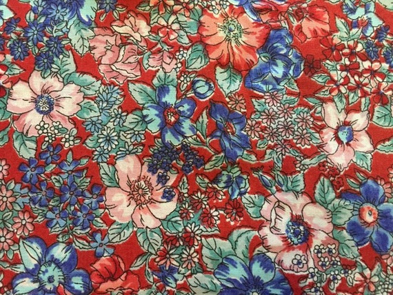 Rose & Hubble Red Floral Quilting Cotton Fabric Yardage