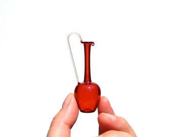 Miniature Pitcher in Ruby Red, Hand Blown Glass - Tiny Dollhouse Miniature