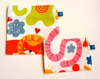 Reuseable Eco-Friendly Set of Snack and Sandwich Bags in Fun IKEA Fabric