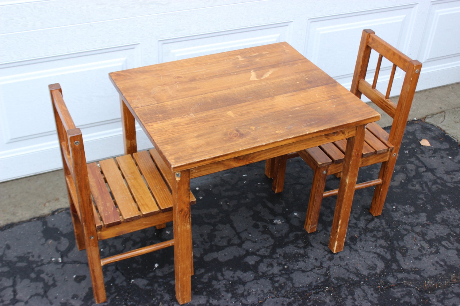 Vintage wooden table and chairs