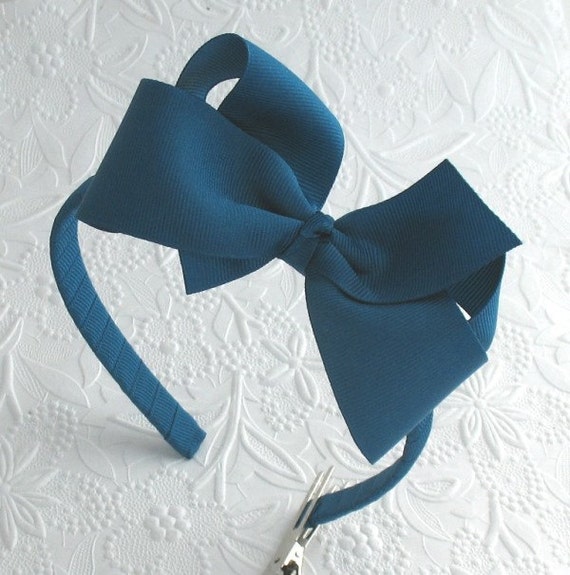 Teal Girls Bow Headband Big Girl & Adult Headband Bow