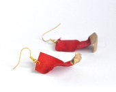 Red Dangle Earrings, Silk Earrings, Textile jewelry, Fiber Jewelry, Modern Earrings, Contemporary Jewelry, Spring Summer Accessories