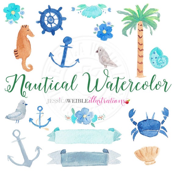 Download Nautical Watercolor Clipart Digital Watercolor Nautical Clip