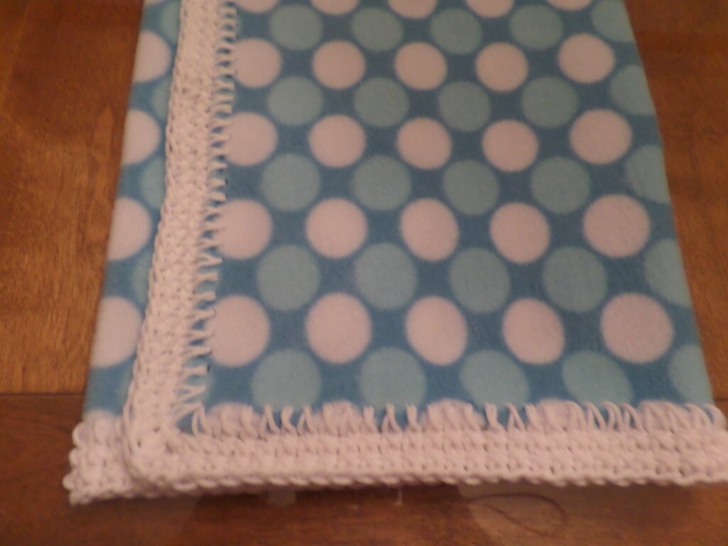 Fleece Blanket Throw with Crochet Border