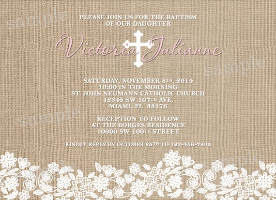 Burlap and Lace Baptism/Communion/Confirmation by modpoddesigns