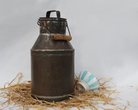 Farmhouse Antique Milk Can pot or churn by FrenchTouchBoutique