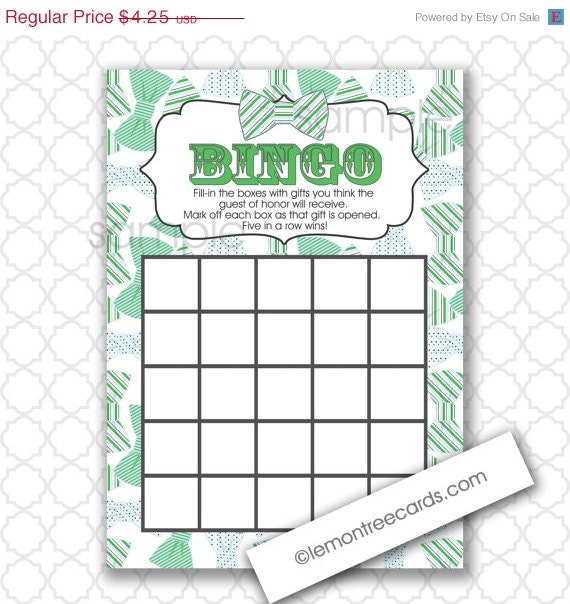Bow Tie Baby Shower bingo game / digital design by lemontreecards