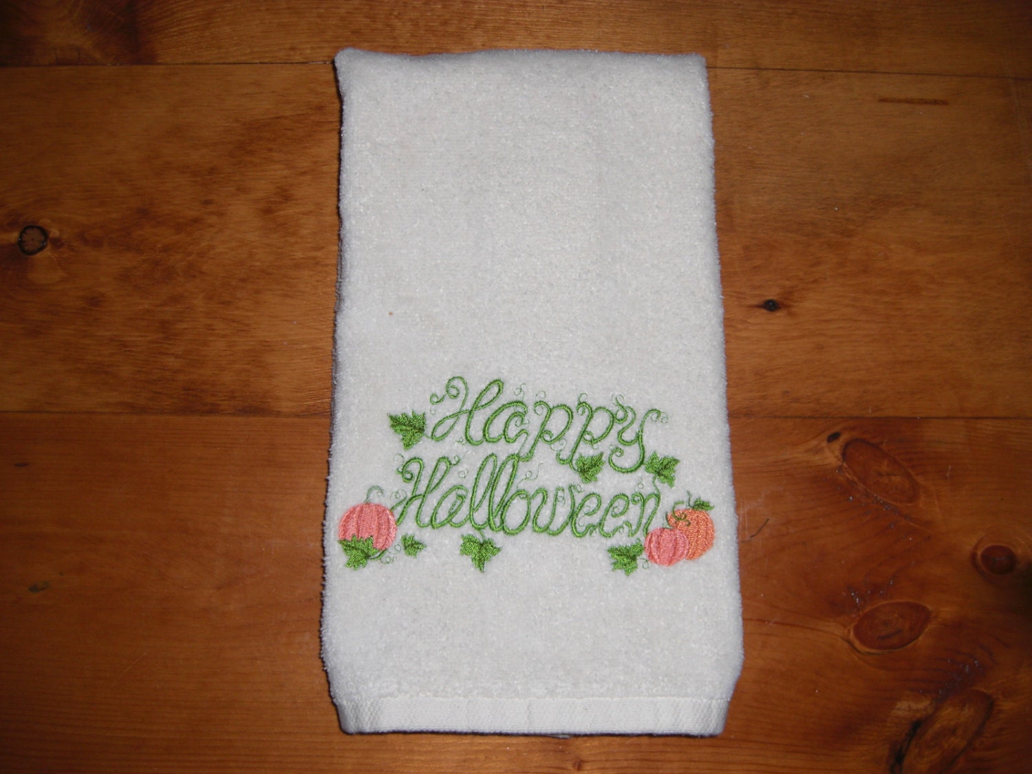 Happy Halloween Embroidered Hand Towel by Paradisewells on Etsy