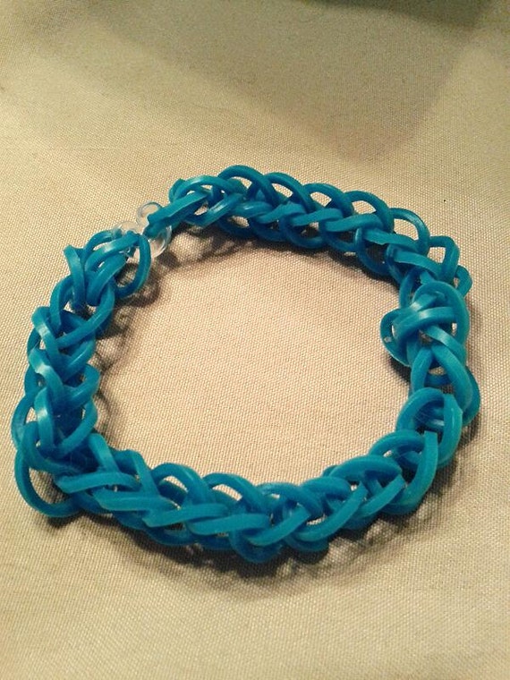 Neon blue rubber band bracelet by artisticdreamer on Etsy