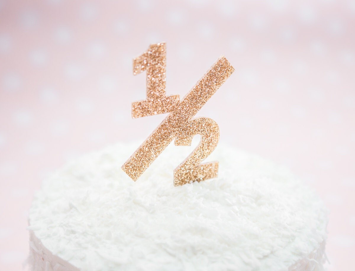 Glitter Half 1/2 Cake Topper Half Birthday Cake Topper in