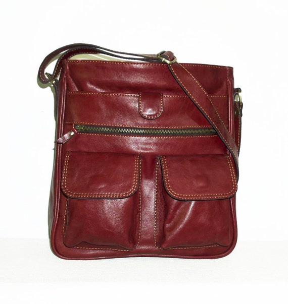 Red-Wine Leather Bag, Cross-body Purse, Handbag, Iris