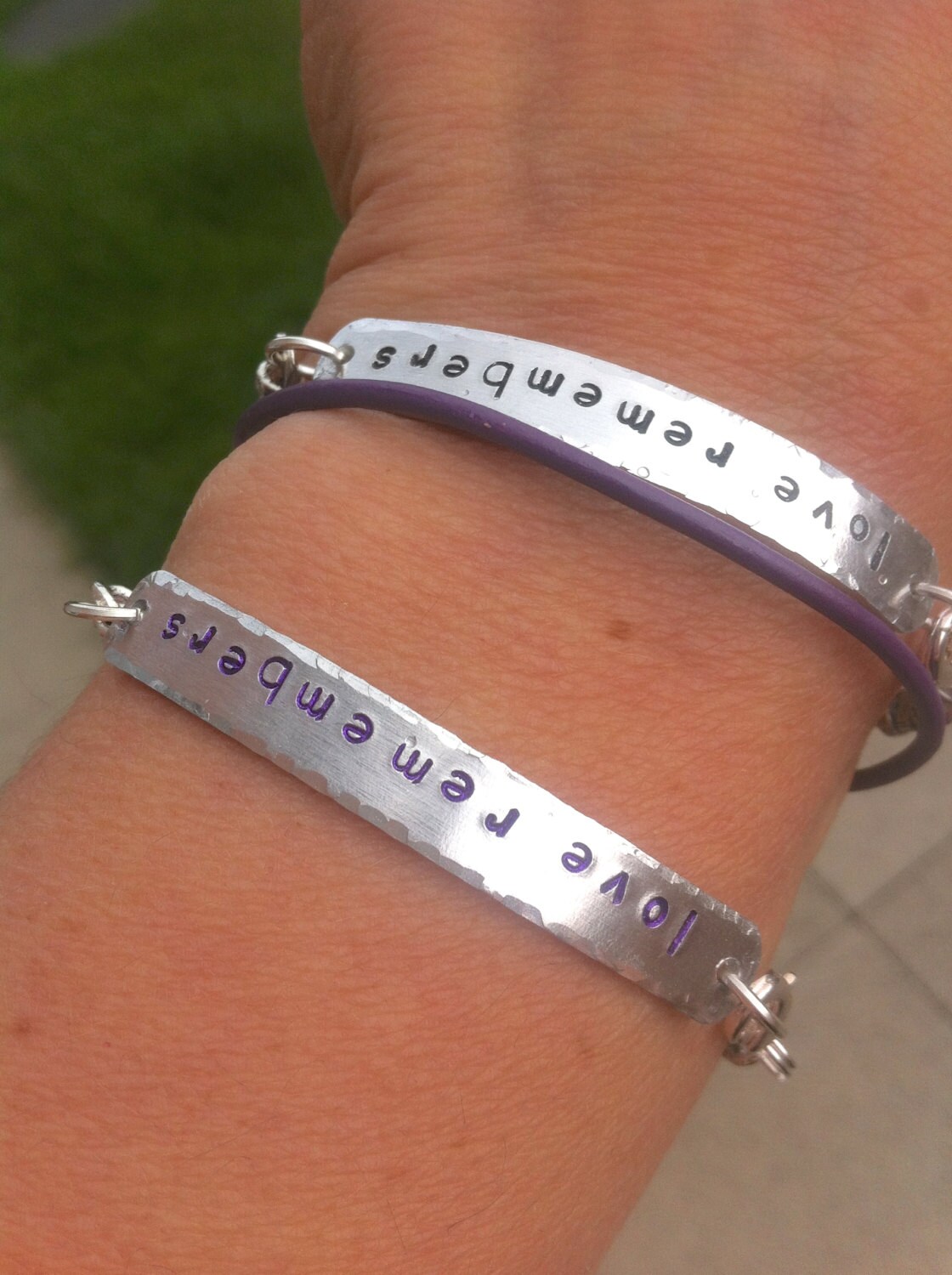 Alzheimer's Love Remembers Leather Awareness bracelet