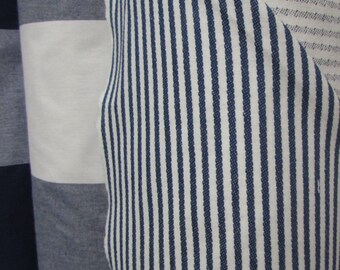 TICKING in navy designer,drapery/bedding/upholstery fabric