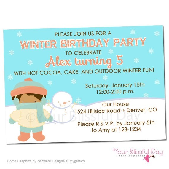 PRINTABLE Winter Birthday Boy Party Invitation Il_570xn