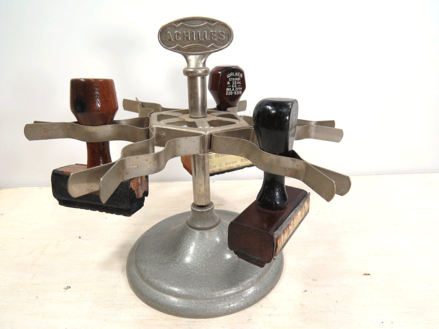 Revolving Rubber Stamp Holder Vintage Carousel Industrial