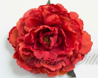 1 ENORMOUS Rust Orange Peony Artificial Flowers Silk