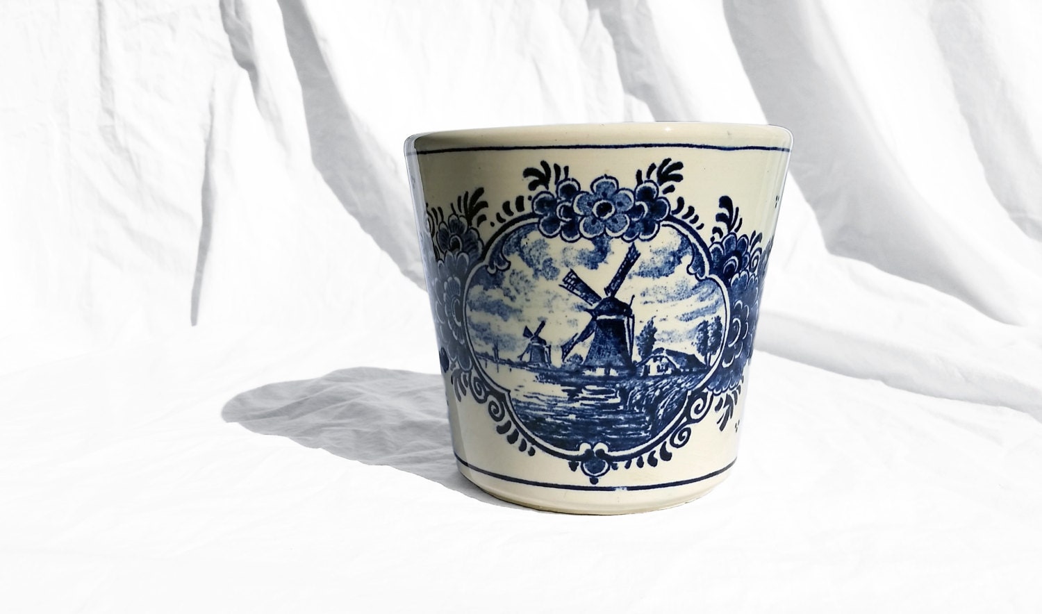 Delft Pottery of Holland Flower Pot or Planter Blue & White