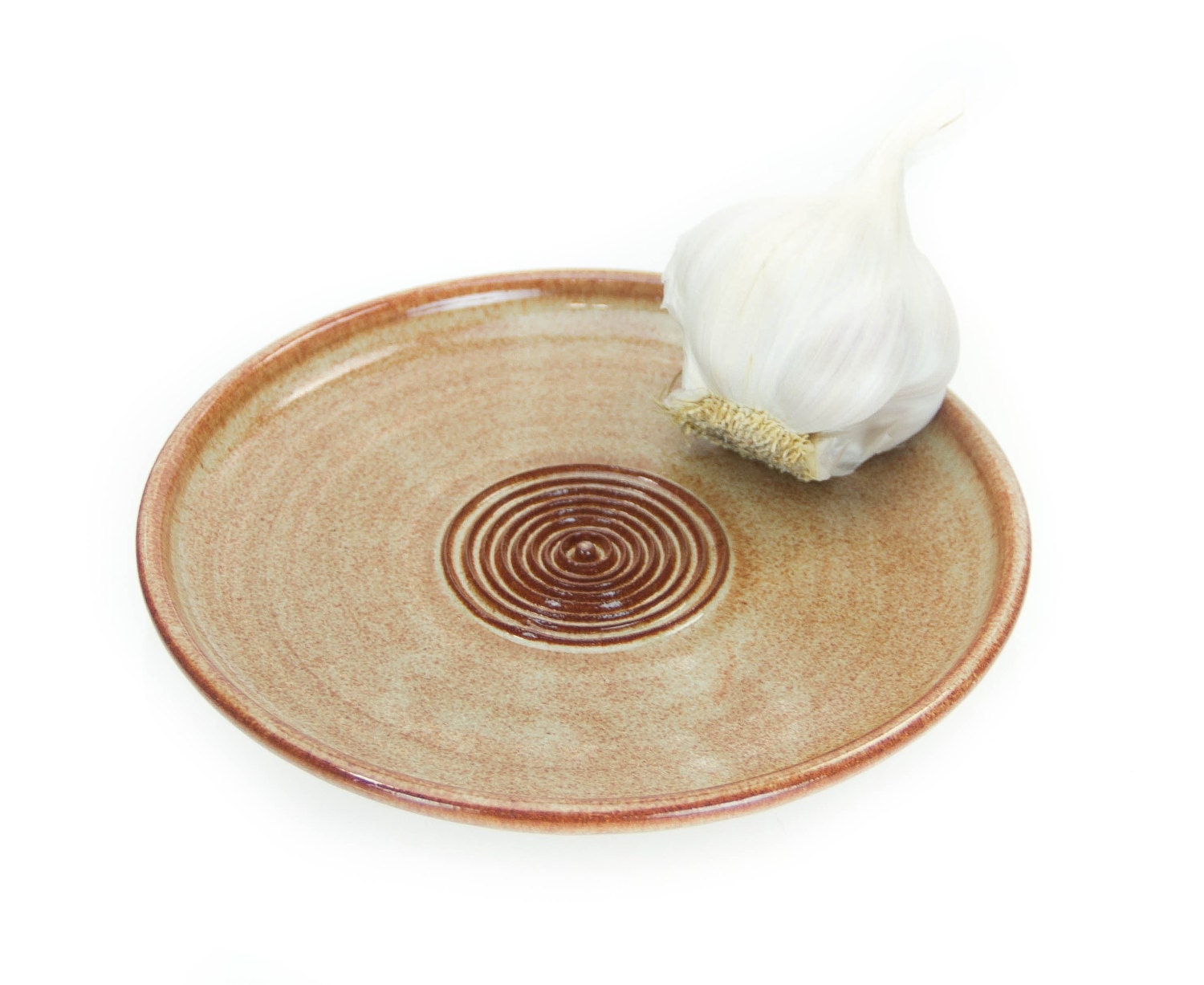 Garlic grater plate in Wheat warm tan Garlic by littleepottery