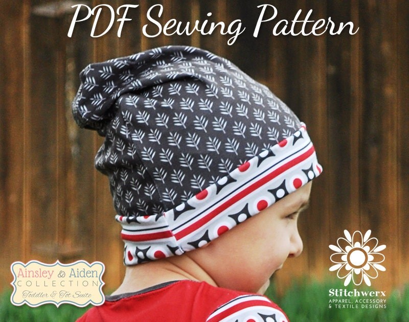 Beanie Hat Pattern Sew Slouchy Beanie PDF Sewing Pattern
