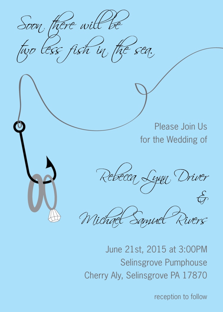 Fish in the Sea Printable Wedding Invitation and by OhCreativeOne