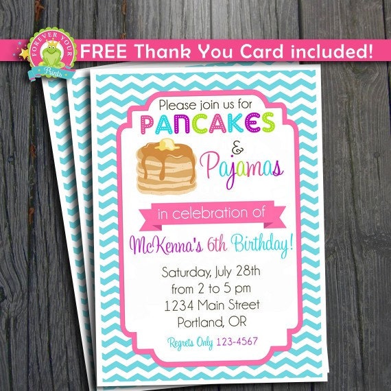 Pancakes and Pajamas Invitation / Pancakes and Pajamas Birthday / Pajama Party / Pancake Invitation Il_570xn