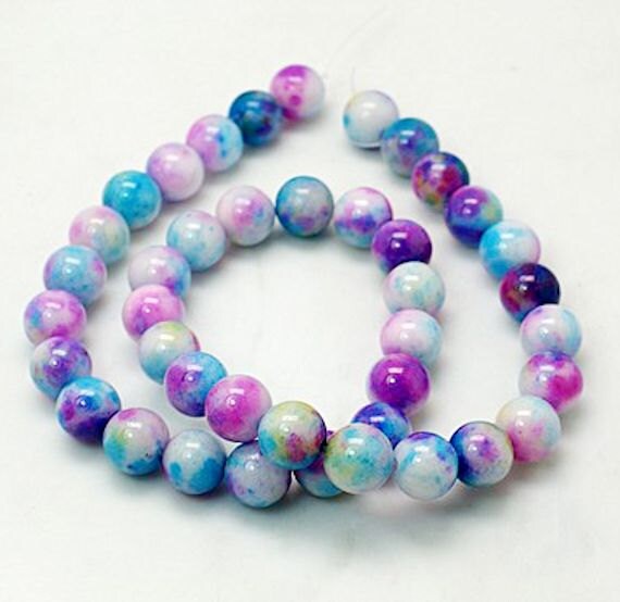 20 Jade Beads Dyed Multi Color Gemstone Beads 8mm BD258