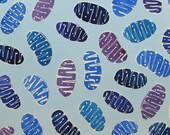 Purple and Blue Batik Mitochondria - Original watercolor painting