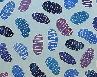 Purple and Blue Batik Mitochondria - Original watercolor painting