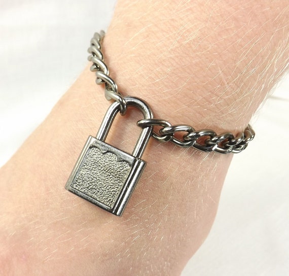 Male Submissive Bracelet Locking Jewelry Padlock by PinchtheMuse