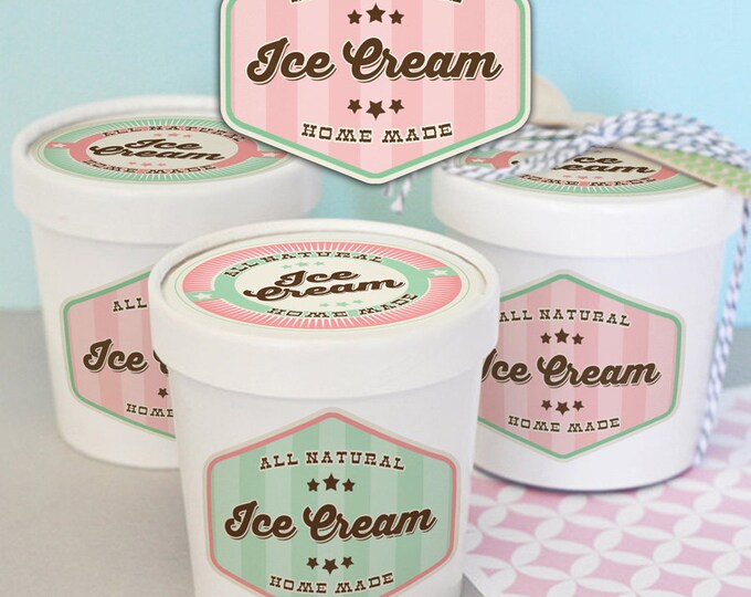 Ice Cream Tub Side Label - Ice Cream Party - Printable Stickers - for Birthdays, Baby Showers, Bridal Showers and more
