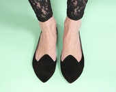 Pointy Black Handmade Leather Loafers Slip on Shoes