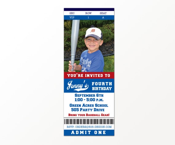 Baseball Ticket Invitation - Printable Baseball Party Invitation Il_570xn